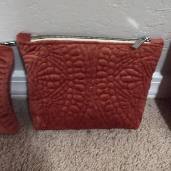Set of Quilted Velvet Terracotta Pouches 4 Total - Picture 4 of 14